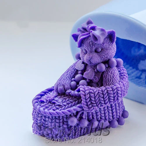 

Kitten 3d Mold Soap Mold Silicone Molds cute cat Silicon candle mold hotsale lovely for cake decorations