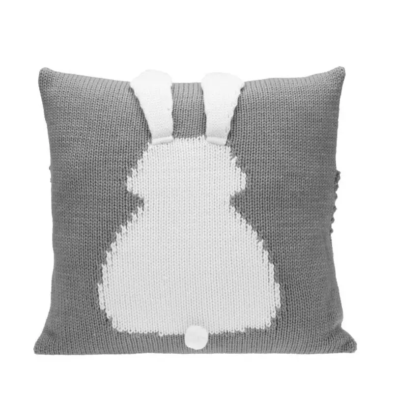 Милый мультяшный 3D кролик, детское кресло, чехол для подушки, детский вязаный диван-кровать, декоративная наволочка, реквизит для фотографии, детская подушка - Цвет: Серый