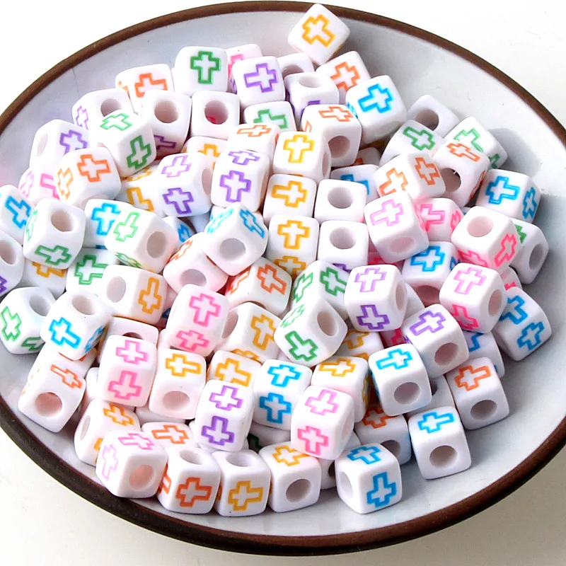 100pcs Mixed Color Wooden Cube Spacer Beads For Jewelry Making DIY 10mm