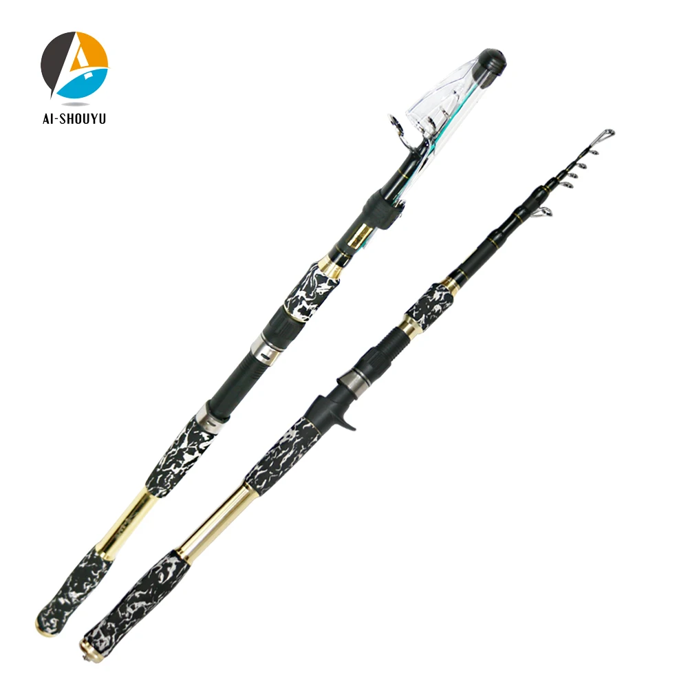 

AI-SHOUYU New Spinning Multifunctional Portable Telescopic Carbon Rod 2.4m 2.7m Sea Rod Casting Fishing Pole Lure Weight 40-80g