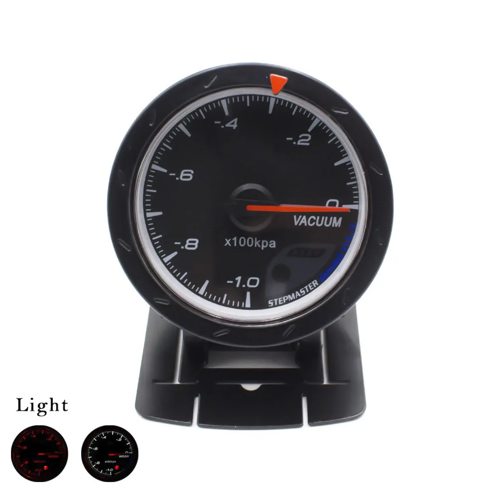CNSPEED 60MM Black Face Car Vacuum gauge Red & White LED Vacuum Meter