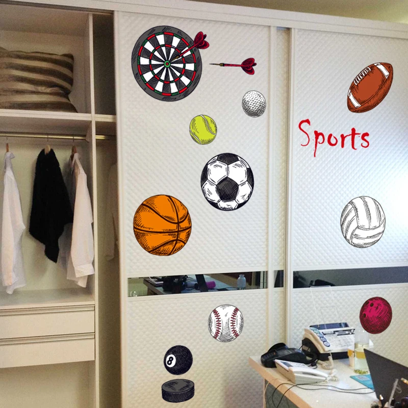 

Sports Ball Living Room Bedroom Removable Self-adhesive Window Door Furniture Wall Stickers Decal Decor Art Poster Mural dc18