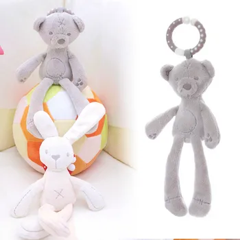 Baby Crib Stroller Toy Rabbit Bunny Bear Soft Plush infant Doll Mobile Bed Pram kid Animal Hanging Ring Ring Color Random adorable baby rattles plush crib stroller infant baby pram striped cute rattle hanging rabbit bear animal toy