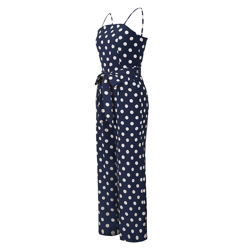 YOK's Women Fashion Jumpsuits Summer Sleeveless T-shirt Wave Spot Printing Jumpsuits Black White Dot Women's Jumpsuits DN172