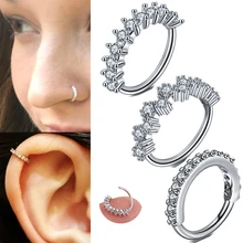 18 г септо обруч для носа серьги для губ ушной хрящ трагус спираль Daith хрящ Грач Snug раковины кольца настоящая перегородка кликер пирсинг