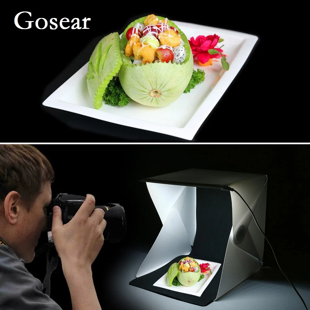 

Gosear 22x24x24cm Portable Mini Foldable LED Photo Studio Photography Backdrop Light Box Lightbox Accessories Lighting Tent
