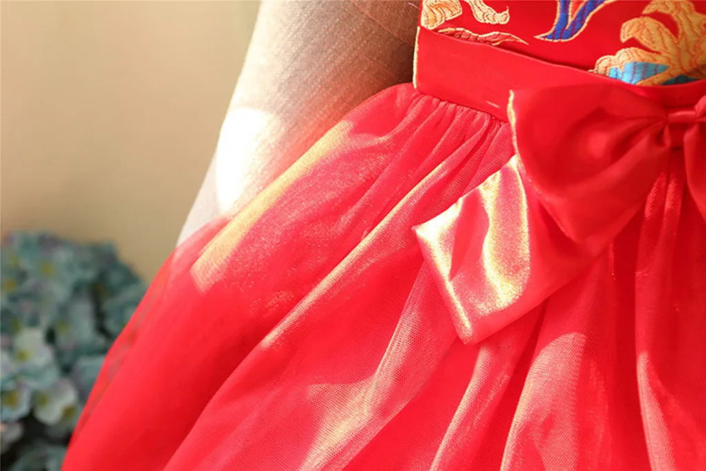 Детское платье-лидер для девочек костюм Танга платье Чонсам с вышивкой принцессы на год Детские платья для маленьких девочек, одежда