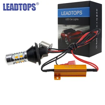 

LEADTOPS 2PCS LED DRL Turn Signal Light T20 +1156 Car Auto Front Side Turn Signal + DRL Daytime Running Lights Bulbs CG