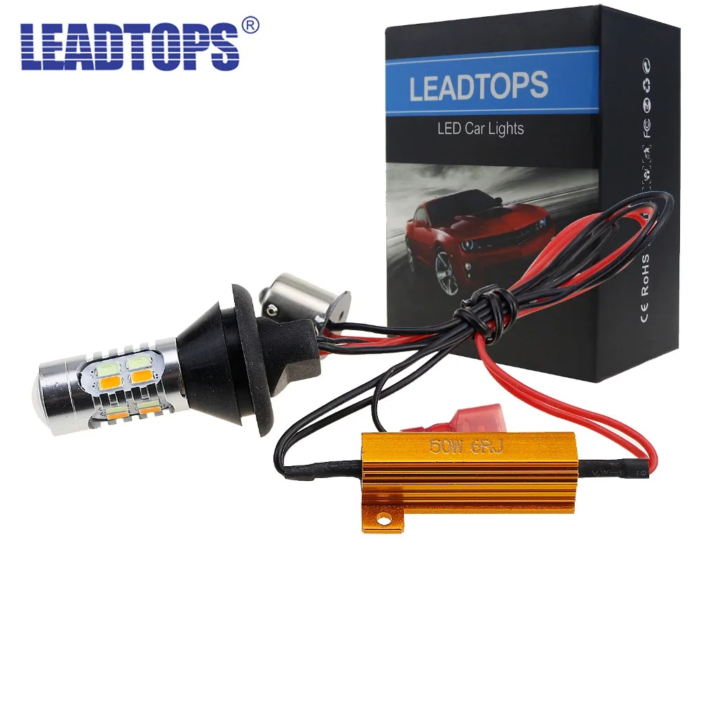 LEADTOPS LED DRL Turn Signal Light T20 +1156 Car Auto Front Side Turn ...
