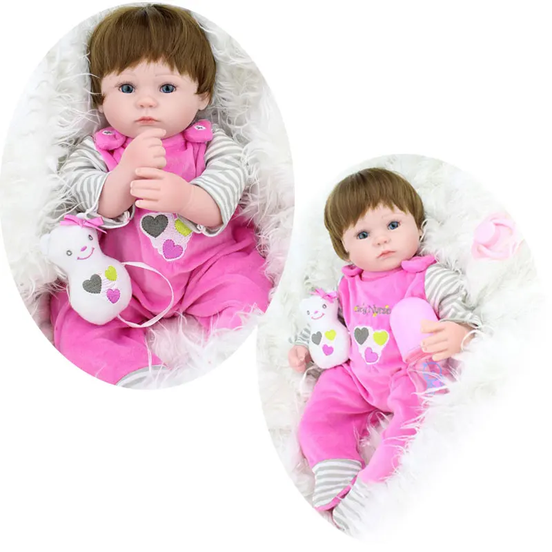 2PCS/Set 45CM Silicone Reborn Baby Dolls 16inch Reborn Babies Realistic Newborn Babies Blue Eyes Bebe Reborn Doll 