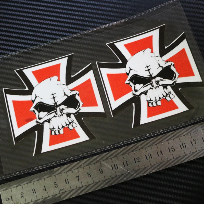 Teschio Croce Ferro Custom Hot Rat Bobber Chopper Moto Rsport Moto Adesivi Riflettenti Decalcomanie Protezione Solare Impermeabile