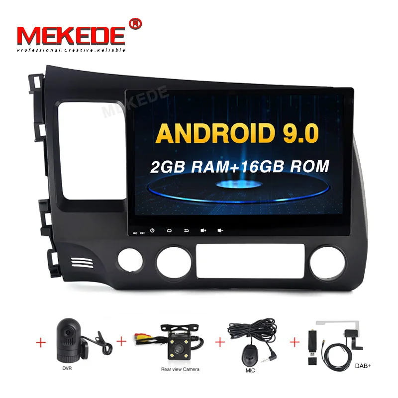 

MEKEDE 10.1" HD 2Din Android 9.0 Car Radio Quad-Core HD 1024*600 Tochscreen GPS Multimedia Player For 2006-2011 Honda Civic