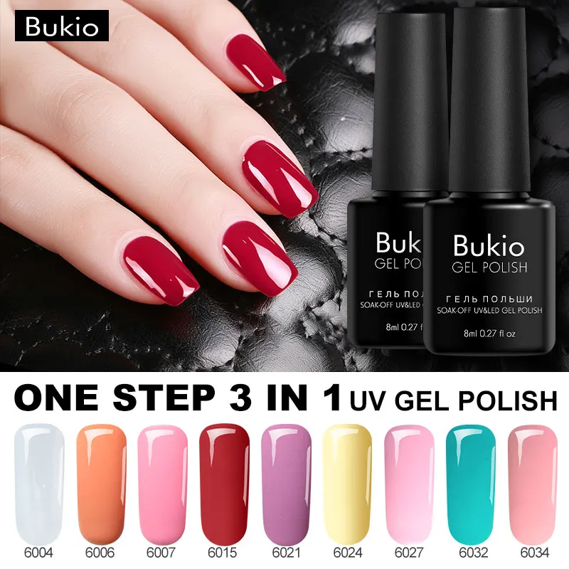 

Bukio One Step 3 In 1 Nail Gel Semi Permanent Nail Enamels Everything for Manicure Soak Off Gel Polish for Nail Art Novelties