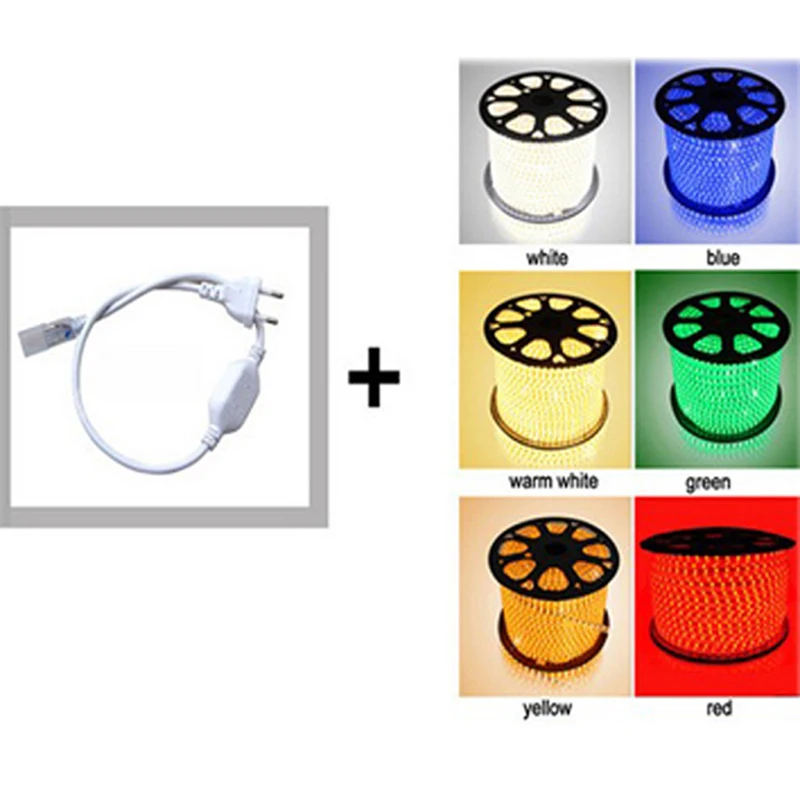 

Hot LED Strip 5050 IP66 Waterproof Flexible light Tape 220V lamp Outdoor String LED Rope 110V 1M 5M 25M With Free Power Adapter