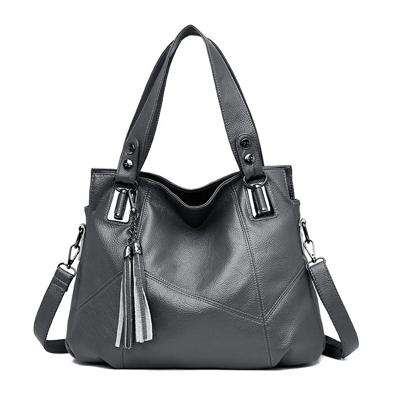 Yonder сумка на плечо женская сумка из натуральной кожи женская сумка через плечо модная сумка Хобо сумка-мессенджер с кисточками женская сумка высокого качества - Цвет: Gray