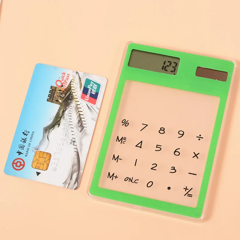 

Hot sale Slim Credit Card Solar Power Pocket Mini Calculator Novelty Small Calculator Color Available
