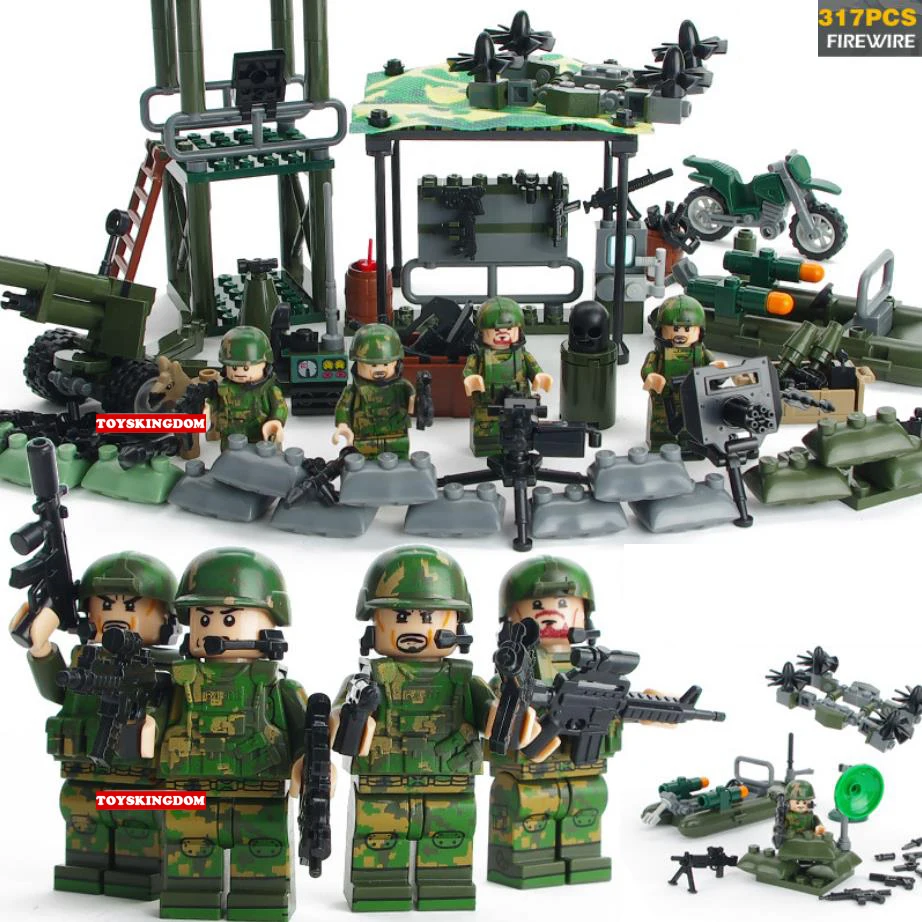 Современный военный FireWire Five brickmania фигурки moc строительный блок ww2 армейские силы minifigs база оружие пистолет игрушки