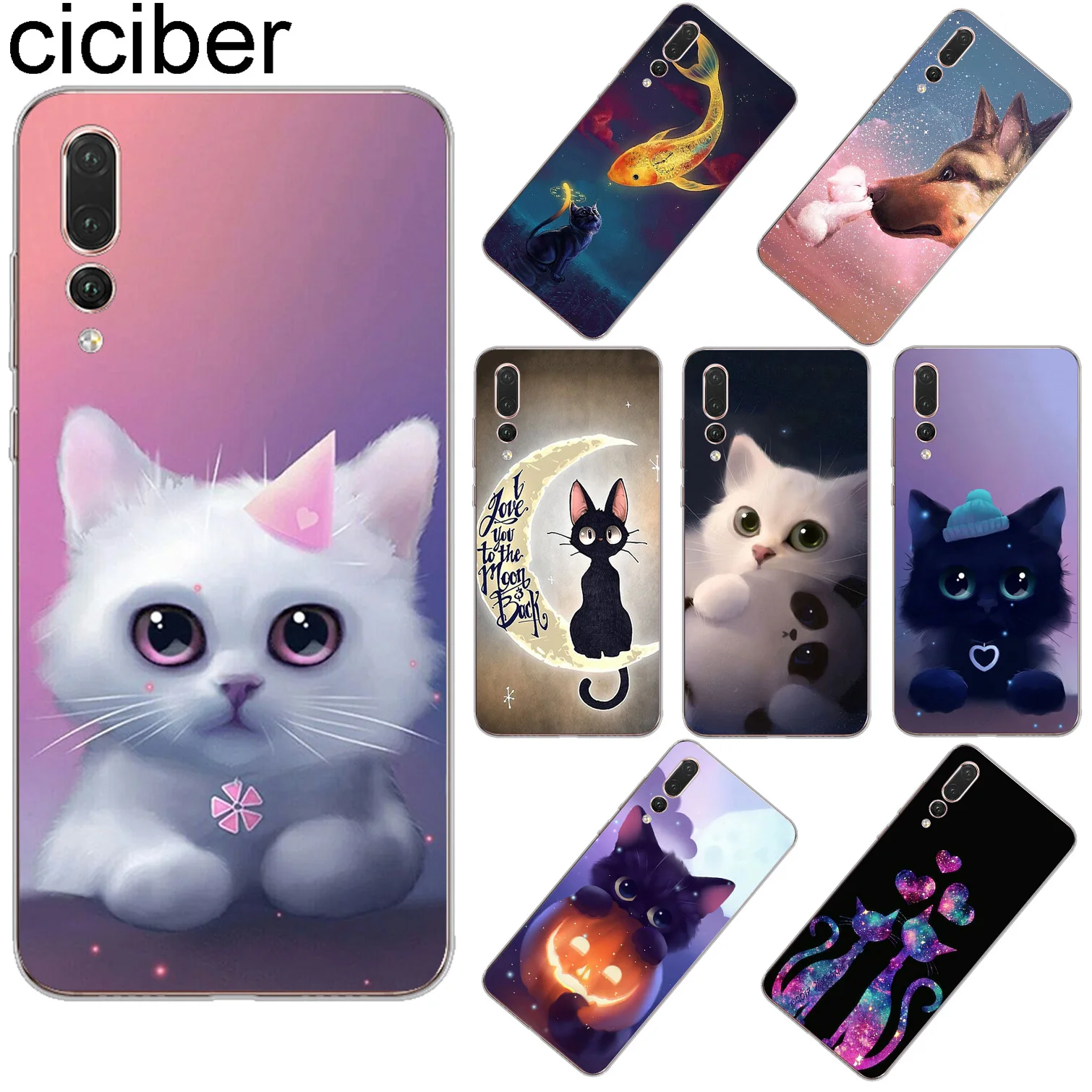 

ciciber For Huawei P20 P10 Pro Lite Plus Smart 2019 Soft Silicone TPU Phone Cases For P9 P8 Lite mini 2017 Cute kitten Cat Coque