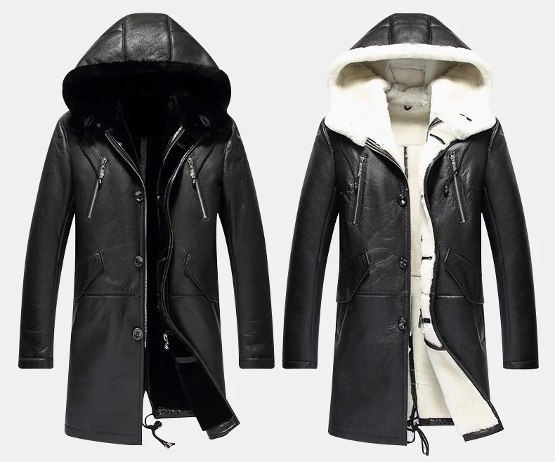 AYUNSUE из натуральной кожи куртка Для мужчин зимние теплые двусторонний шуба из натурального шерстяного меха пальто плюс Размеры Jaqueta de Couro ZL373