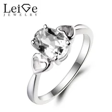 Leige Jewelry Solitaire Ring Natural White Topaz Ring Wedding Ring Gemstone 925 Sterling Silver Ring November Birthstone Gifts