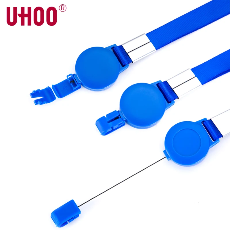 ID Card Holder /& Retractable Reel Badge Holder BLUE ID Neck Strap 15mm Lanyard