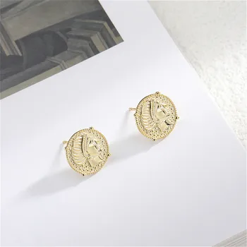 

Fengxiaoling New Fashion American Style Golden Silver Coin Portrait Stud Earrings For Women Earings Fashion Jewelry