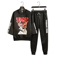 M-3XL 4XL Весна Лето спортивный костюм мужской комплект модный мужской спортивный костюм со штанами шаровары для бега мужские спортивные костюмы