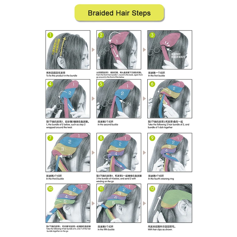 2pcs Magic Hair Clip Braider Stylist Queue Twist Plait Hair Braid DIY Hairstyle Styling Accessories Roller Hair Braiding P0227