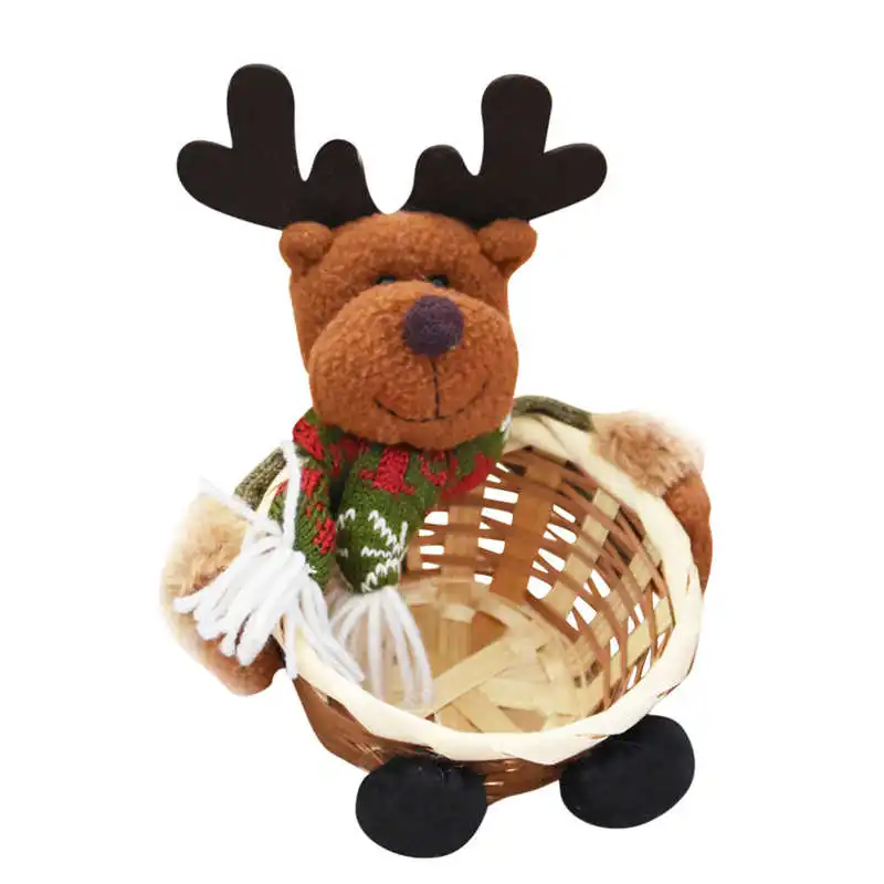 2018 hot Bamboo Multicolor Christmas Candy Storage Basket Decoration Santa Claus Storage Basket Gift #2n6 (2)