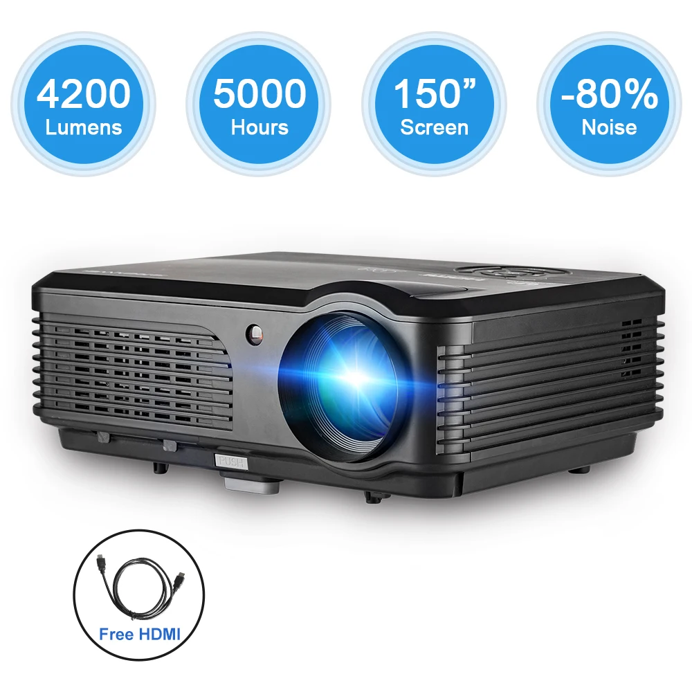 CAIWEI Digital LCD LED Projector Home Theatre Proyector Full HD 1080P Video Beamer Multimedia System Smartphone Laptop HDMI USB