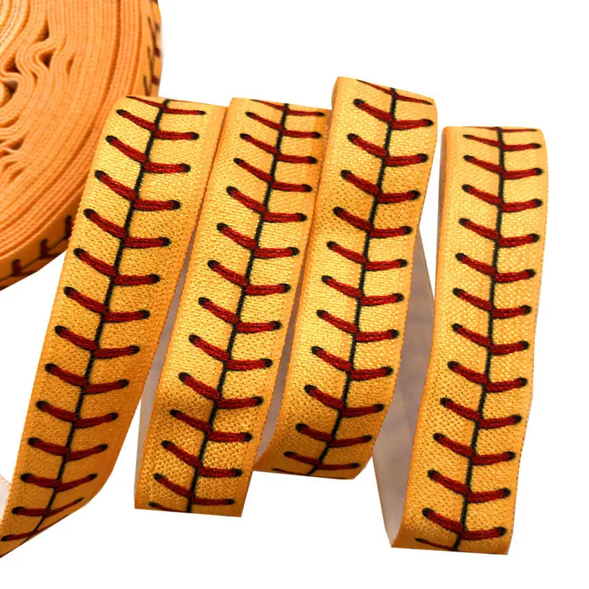 16mm Football Softball Volleyball Tennis Printed Elastic Band For Exercise FOE DIY Headband Sewing Dree Decoration Accessory 10Y