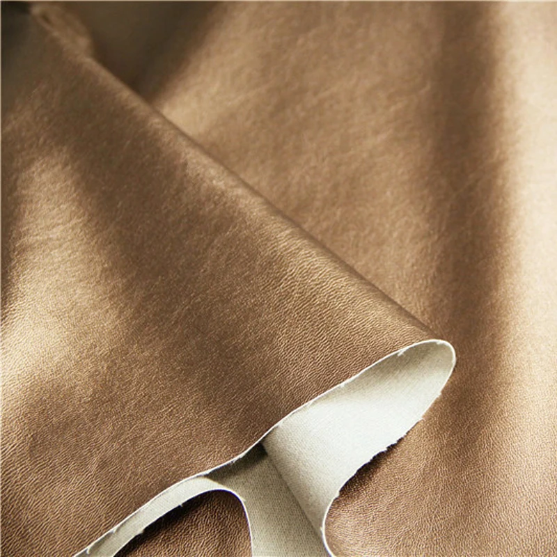 Yellow Brown PU Leather Fabric For Jacket Clothing Trousers Soft Washed