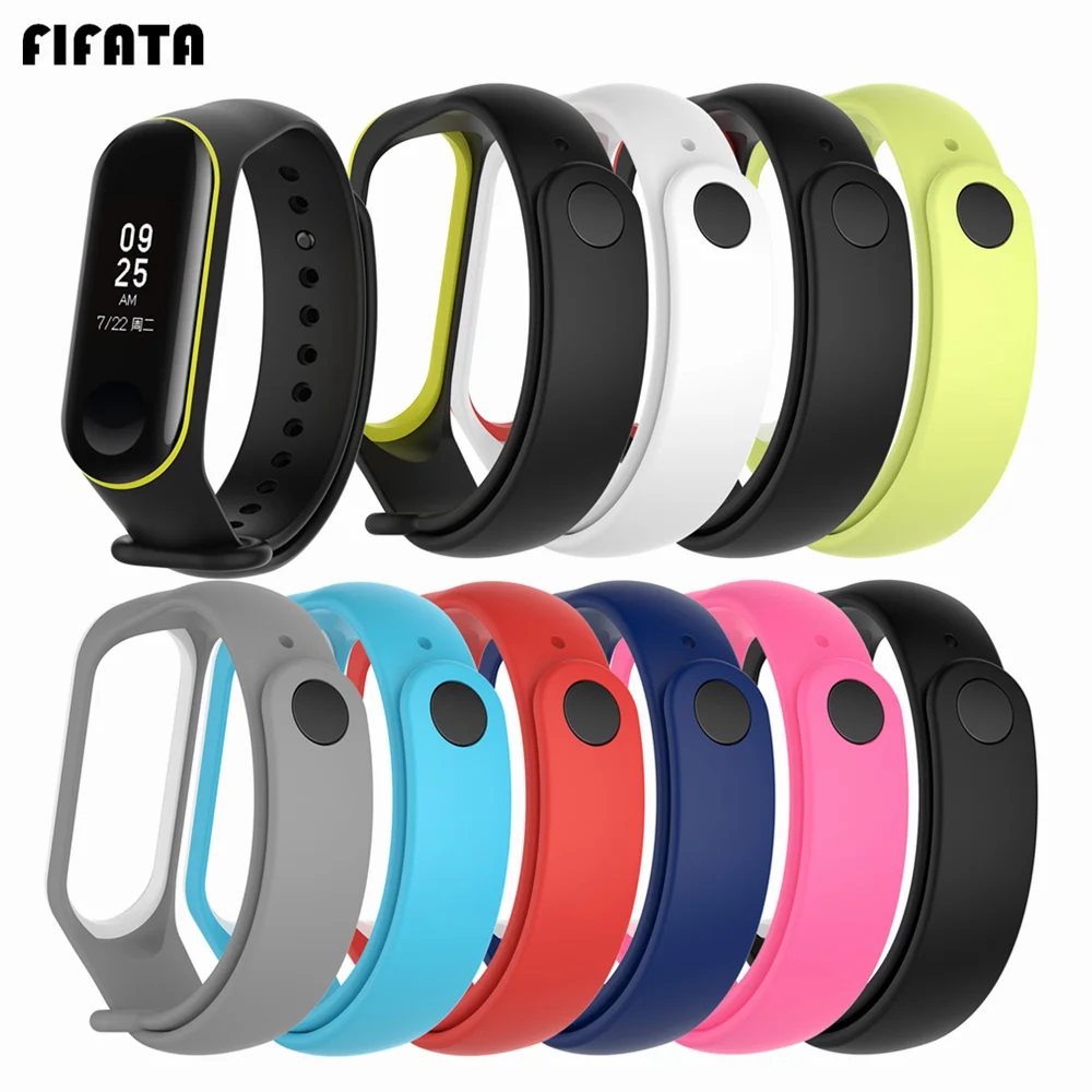 

FIFATA Sport Strap For Mi Band 4 Wrist strap Silicone Bracelet For Xiaomi Band 4 Band3 Color Smart Wristband For Xiaomi Mi Band3