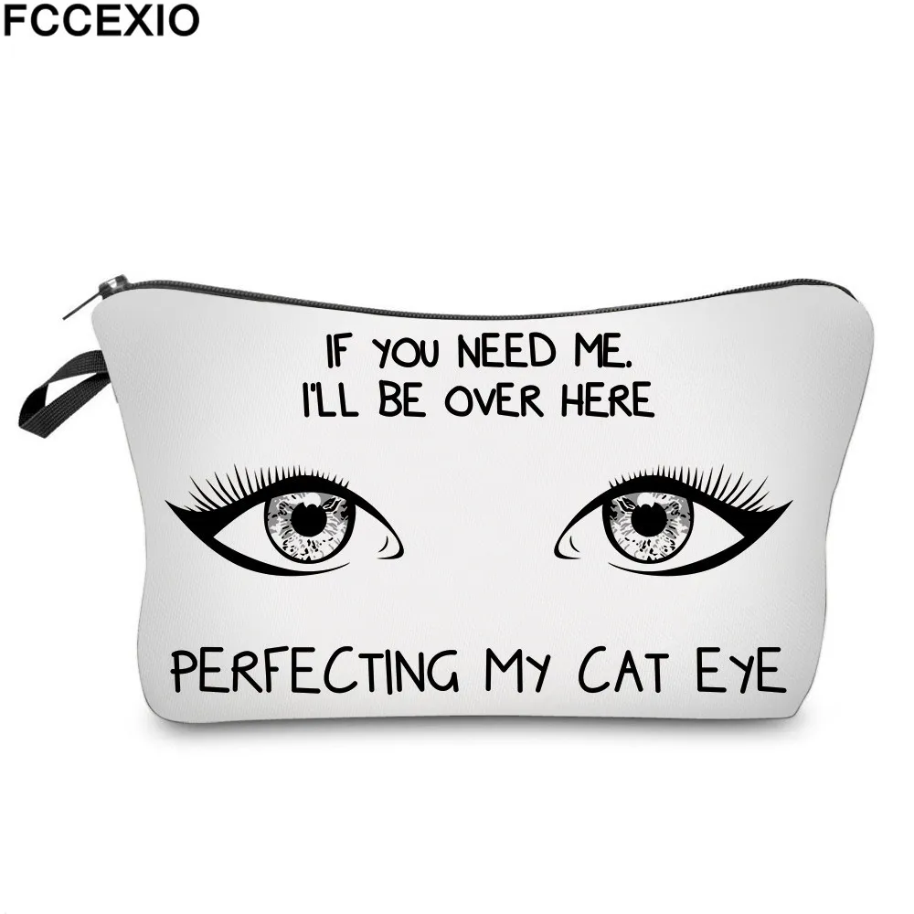 

FCCEXIO New Makeup Bags 5 Colors Black Big Lashes Pattern Fashion Cosmetics Pouchs For Travel Ladies Pouch Women Cosmetic Bags