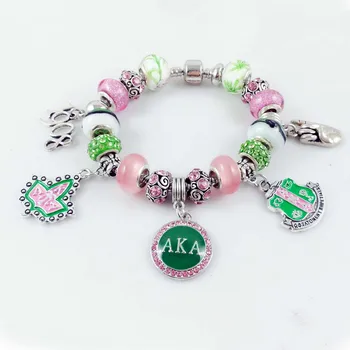 

Beyou Drop shopping New AKA Sorority Ivy 1908 pinky up Round charm bracelet greek custom bracelet bangle Jewelry