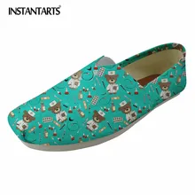 INSTANTARTS популярного мультфильма медсестра медведь печати женская повседневная обувь модные с квадратным носом обувь на плоской подошве Удобные слипоны обувь без застежки