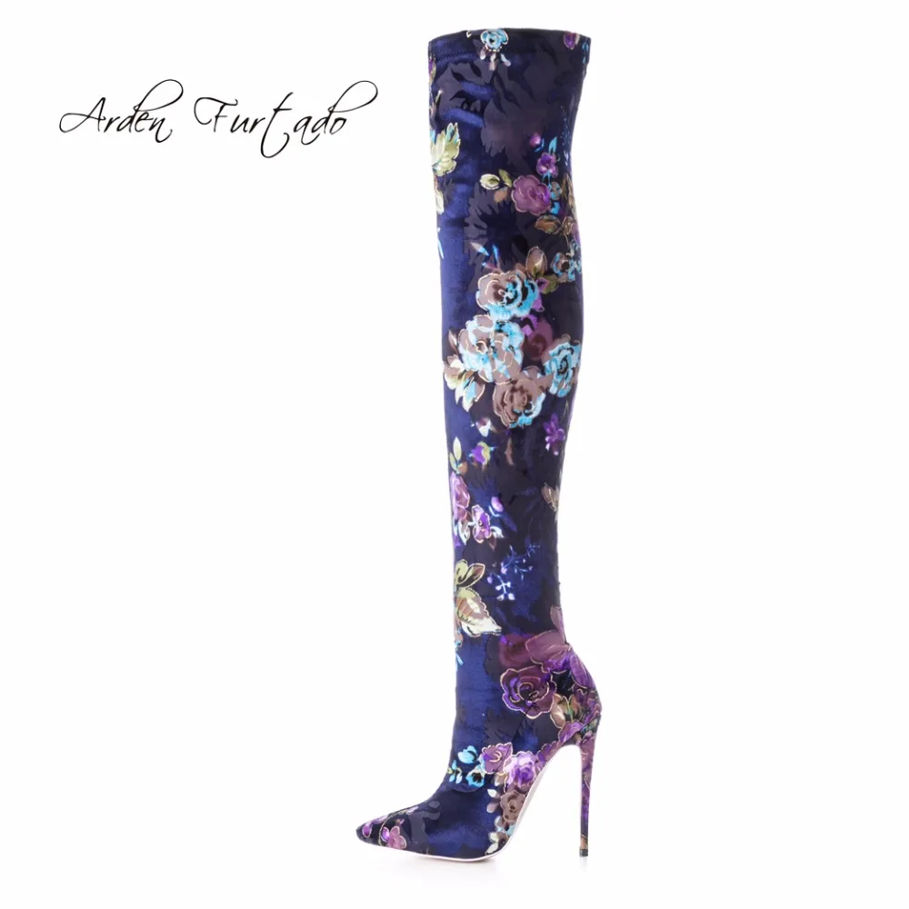 Arden Furtado Cuissardes De Pour Stilettos Printemps Femme Stretch Grande Automne Bottes Fleurs Cm Taille Blue 2018 Talons 12 Hauts Mode R4wr6ndRqz