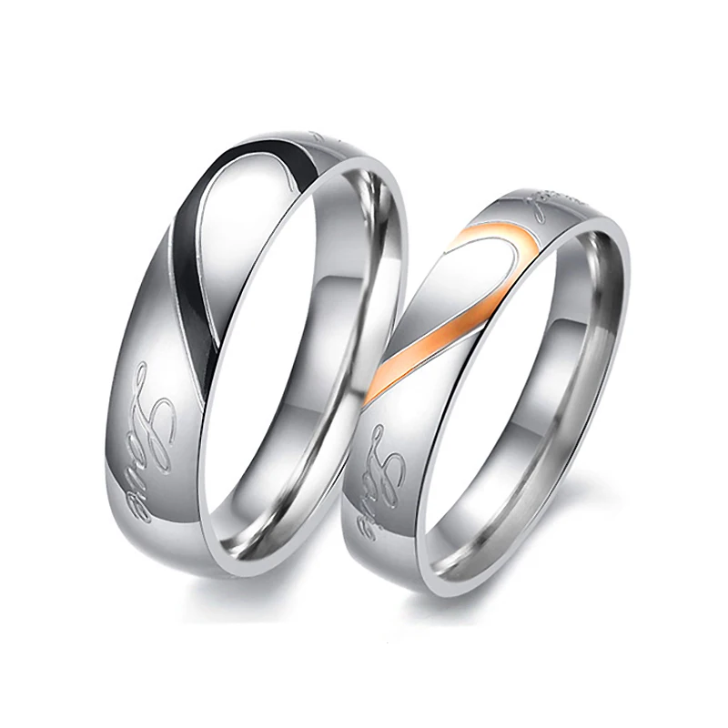 

JEXXI Wholesale 925 Sterling Silver Double Rings For Women/Men Party Romantic Couple Ring Set Fashion Jewelry Hot Selling