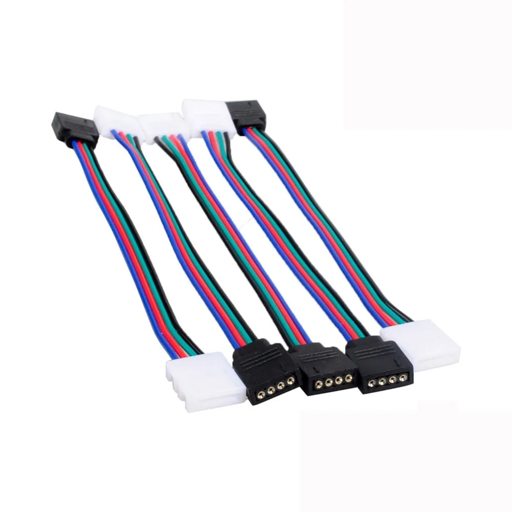 5Pcs RGB LED Strip Light Connectors 10mm 4Pin LED Connector Cable No