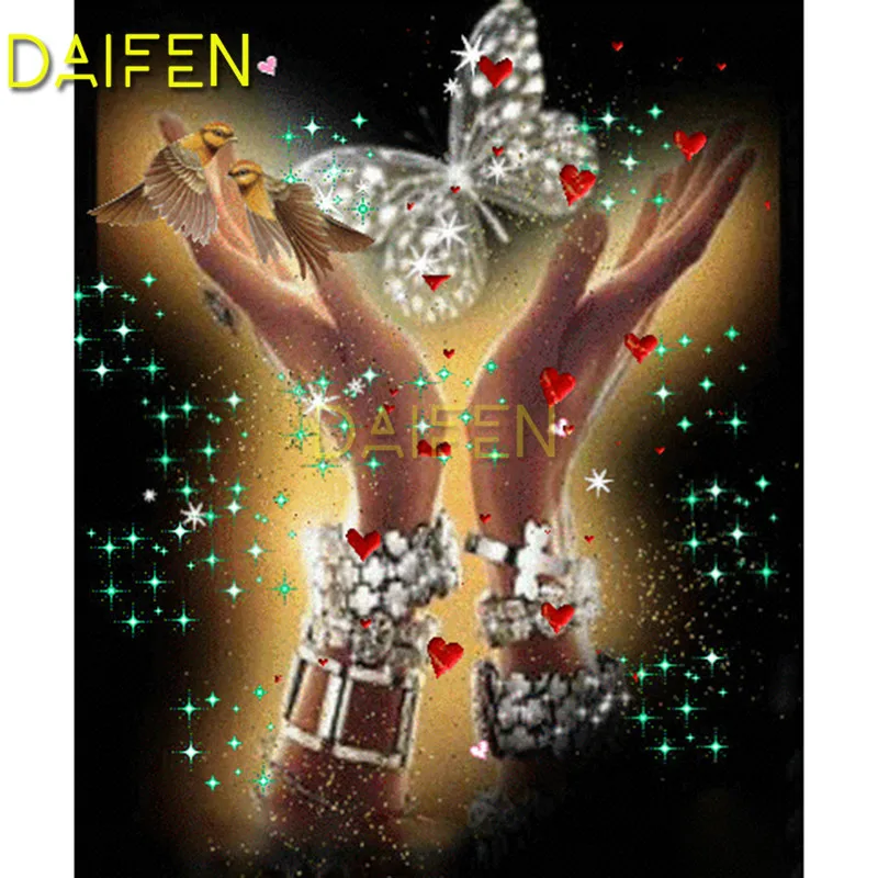 

Full Round Diamond embroidery Cross stitch hands butterfly DIY 3D Diamond mosaic Full Square Diamond painting hands butterfly