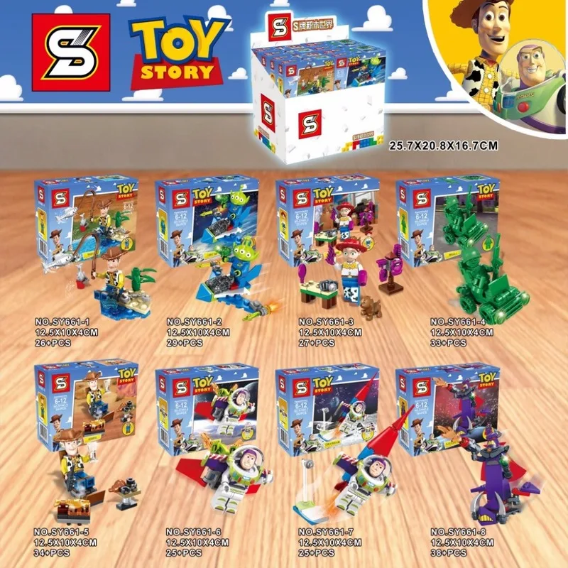 

8pcs/lot Toy IV Story Buzzlight Woody Figure Cartoon Building Blocks Sets Model Bricks Toys For Children SY661-8