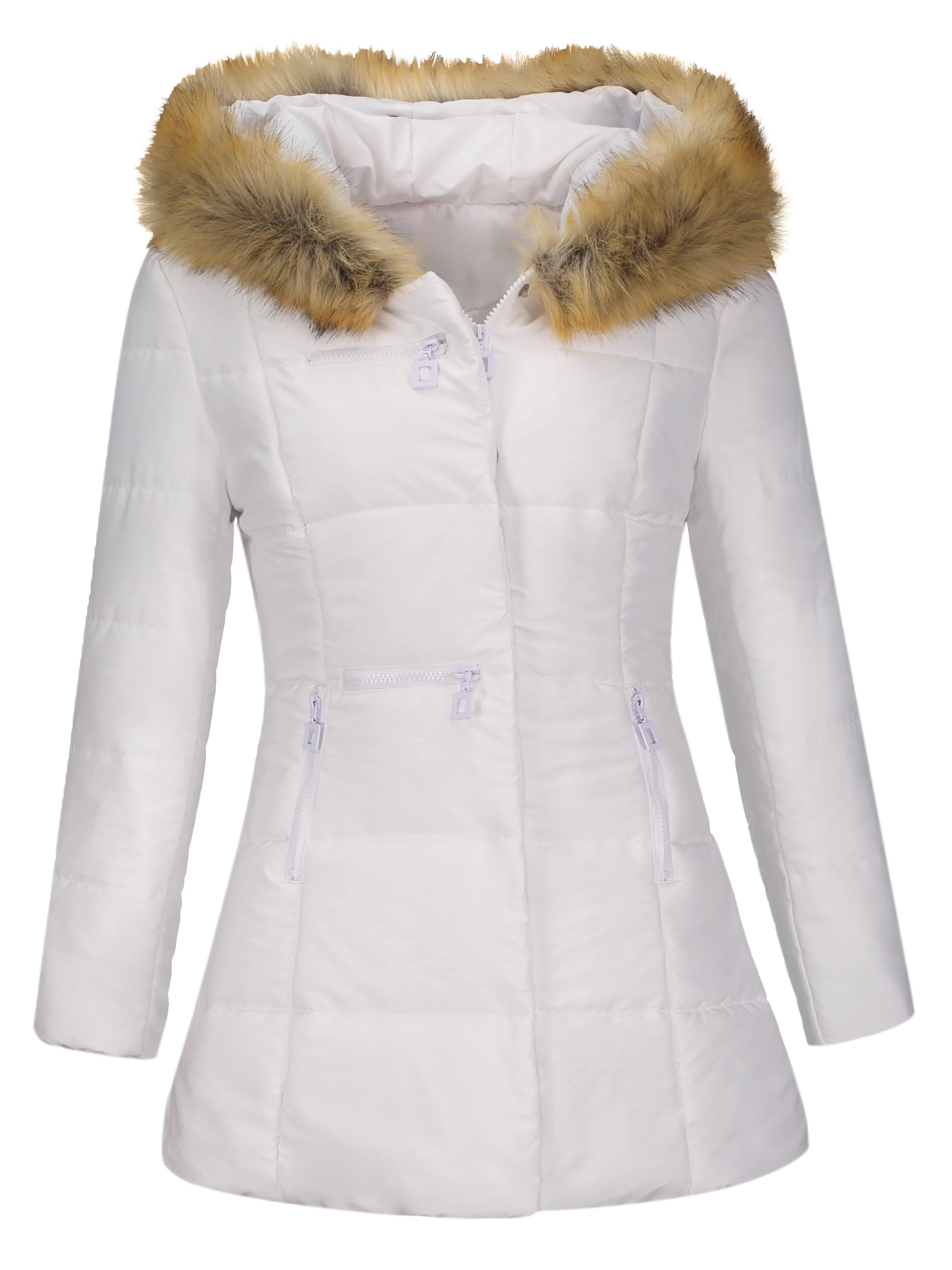 Parkas Women 2019 Faux Fur Winter Coat Casual White Plus Size Warm Slim Thick Zipper Basic Coats Elegant Female Fashion Overcoat
