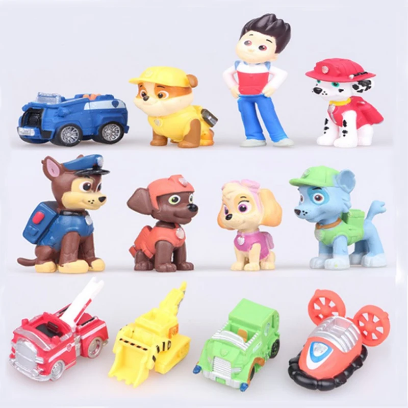 

12piece/lot Dog Car For Pawed Patrolling Model Miniatures Figurines Toys Decoration Crafts Miniatures Child Gift NDOG