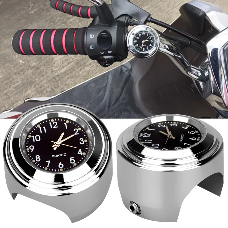 

1pcs Car Auto Motorcycle Handlebar Mount Quartz Clock Waterproof 7/8" 1" Chrome Watch