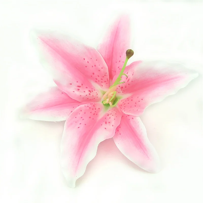 10 шт. 17 см большая шелковая Лилия, искусственный цветок, голова для свадьбы, украшение автомобиля, сделай сам, гирлянда, декоративная флористика, поддельные дешевые цветы - Цвет: Light pink