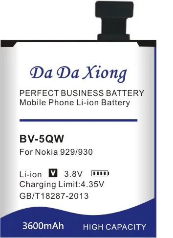 Da Xiong 3600mAh BV-5QW BV5QW литий-ионный аккумулятор для телефона Nokia lumia 929 930 RM927