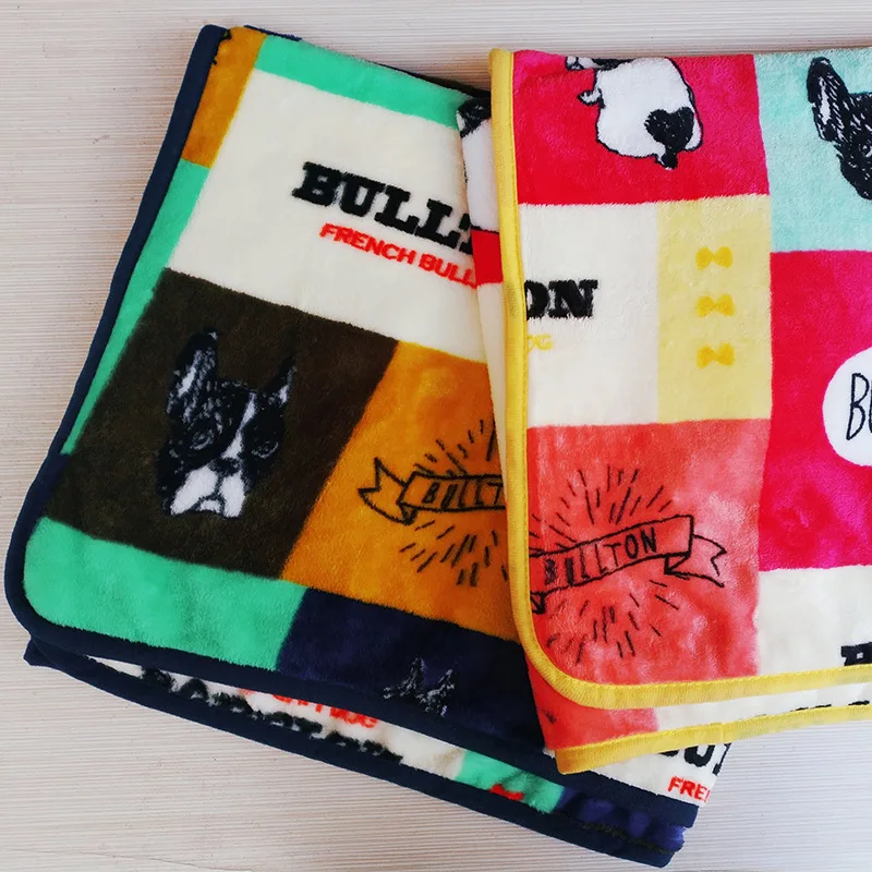 

Car Office Air Conditioning Knee Blanket on Beds Animal Cartoon Throw Blanket for Kids 75*100cm Bedspread Bulldog Sofa Cover