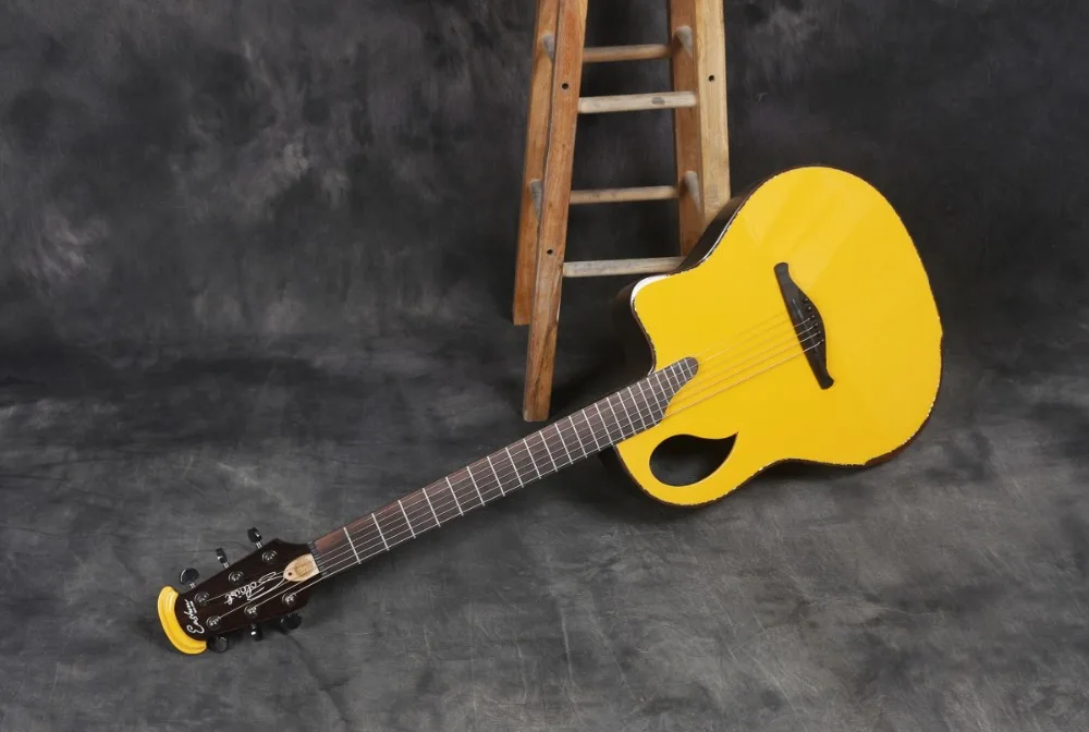 Alta calidad ronda de vuelta ovación eléctrica acústica Guitarras con aleación de carburo de Conchas Guitarras ra