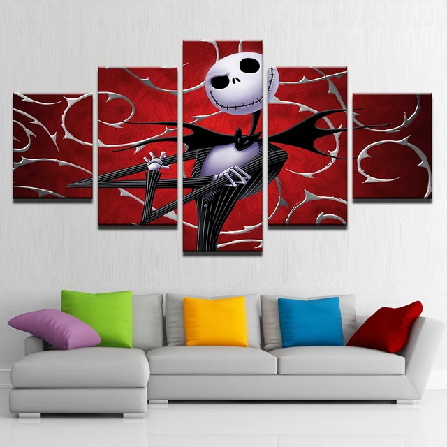 canvas prints wall art pictures 5 pieces hallowmas jack skellington paintings home decor nightmare before christmas - Christmas Paintings On Canvas canvas prints wall art pictures 5 pieces hallowmas jack skellington paintings home decor nightmare before christmas - Christmas Paintings On Canvas