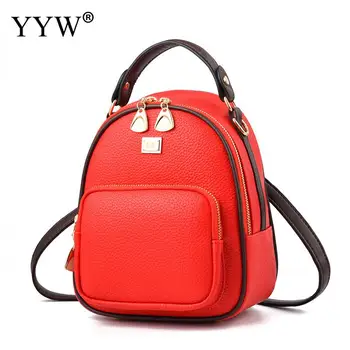 

PU Leather backpack for women fashion mini small bag solid girl zipper backpack ladies durable soft surface bags school bag